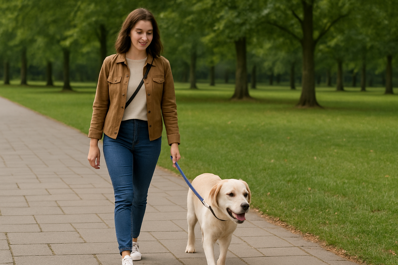 DOG WALKING NICELY ON LEASH