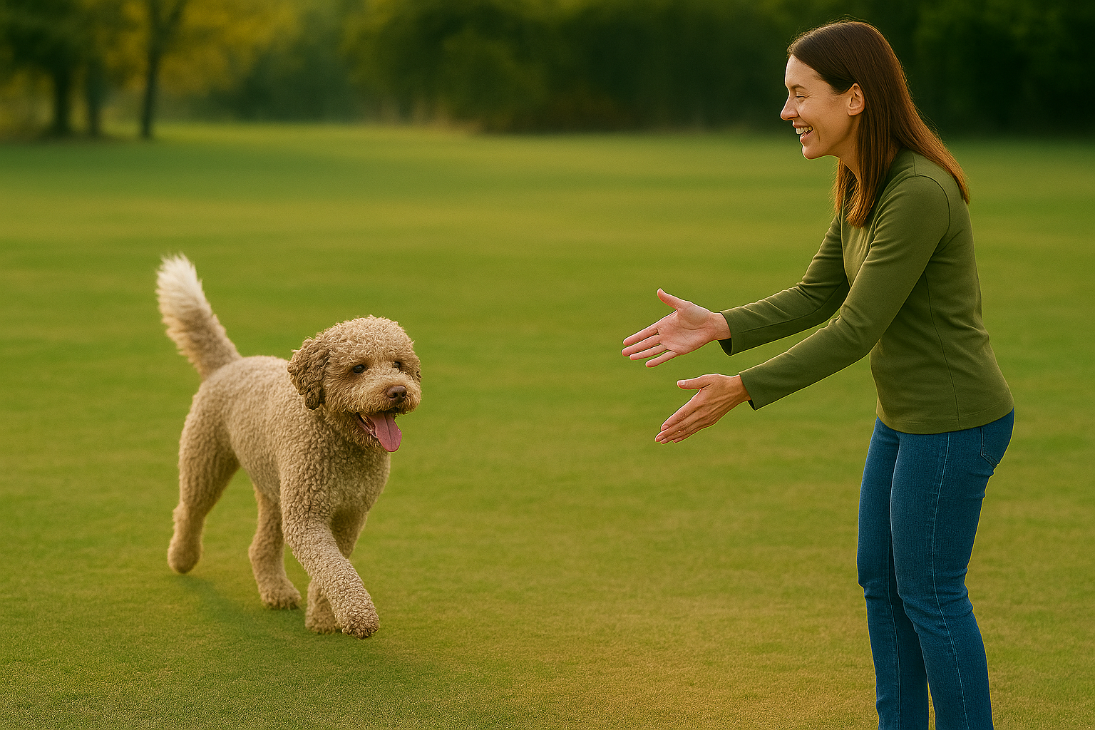 WOMAN CALLING A LAGOTTO